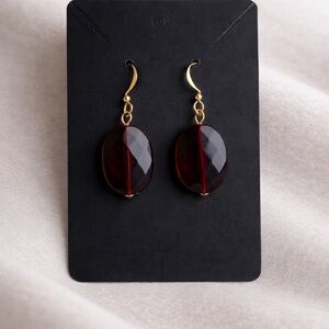 Elegant Gold and Red Drop Earrings